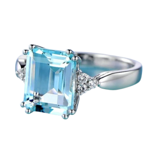925 Sterling Silver Fashion Aquamarine Gemstone Ring For Wom