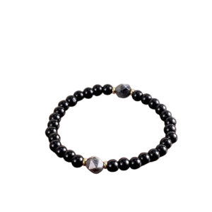 Obsidian Bracelet with Faceted Silver Sheen Stone