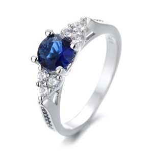 Crown Prong-Set Blue Sapphire Ring