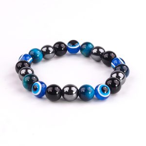 Evil Eye Bracelet 8mm Black Obsidian