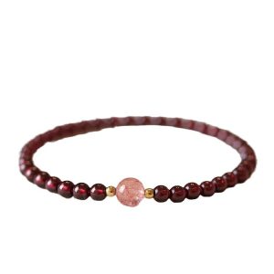 Garnet & Rose Quartz Beaded Bracelet