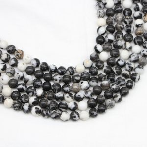 Natural Black & White Zebra Jasper Energy Beads