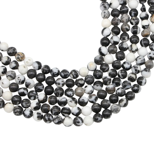 Natural Black & White Zebra Jasper Energy Beads