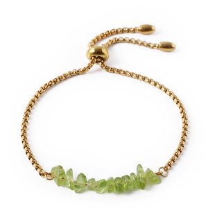 Natural Peridot Crystal Chip Bracelet