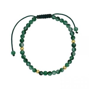 Green Onyx Handcrafted Bracelet with Gold-Tone Beads