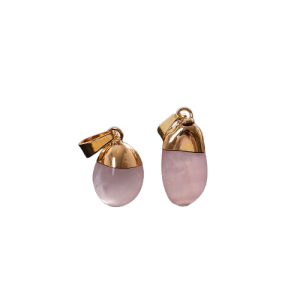 Round Polished Rose Quartz Natural Crystal Pendant