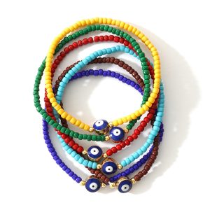 Set of 7 Nazar Evil Eye Woven Bracelets