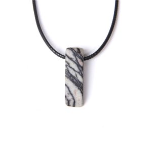 Zebra Stone Square Carved Minimalist Pendant