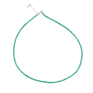Natural Green Jade Faceted Bead Necklace - 3mm Genuine Gemstone Choker