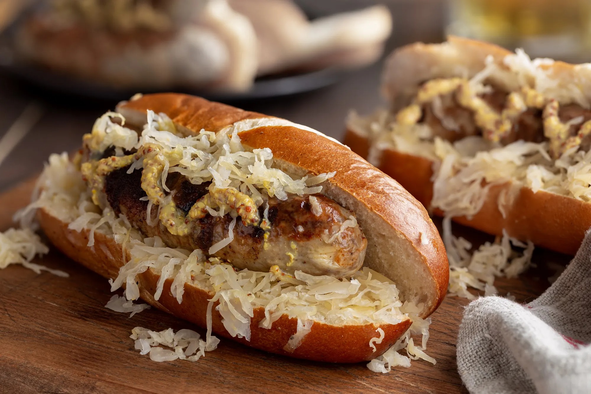 Hot Dog with Mustard and Sauerkraut